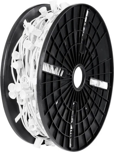 Miniatura 12 de Brightown Carrete comercial C9/E17 de 500 pies de luz navideña, cable blanco de 12 pulgadas de espaciado, listado UL C9-Cable blanco