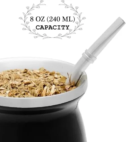 Miniatura 3 de LA FEE Yerba Mate Juego de Calabaza Natural/Taza de Té Marrón (Taza de Mate Tradicional Original - 8 Onzas), Incluye Bombilla de Yerba Mate