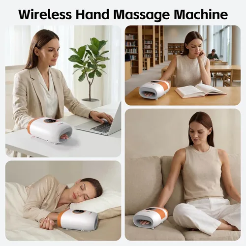 Miniatura 5 de SHINE WELL Masajeador de manos, masajeador de manos inalámbrico con calor y compresión para artritis y túnel carpiano, alivio del dolor muscular