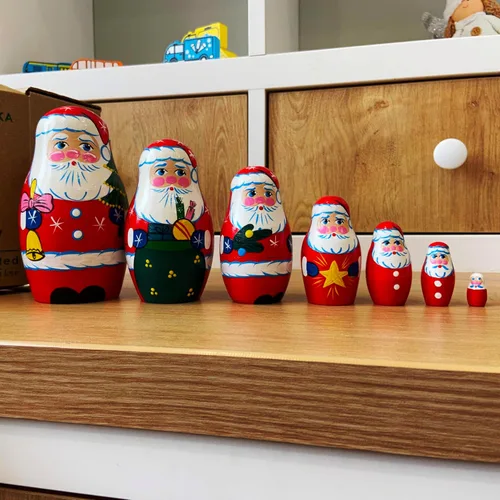 Miniatura 8 de Muñecos de anidación de madera de Papá Noel de Navidad, 7 piezas, decoración de Navidad de Papá Noel, ideas de regalos de muñecas - Matryoshka