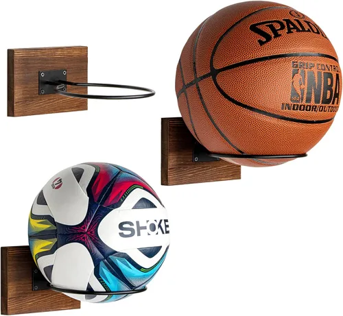 Miniatura 10 de PUERSI Soporte de Pelota para Montaje en Pared Soporte de Exhibición y Almacenamiento para Baloncesto Fútbol Americano Fútbol Soccer Voleibol