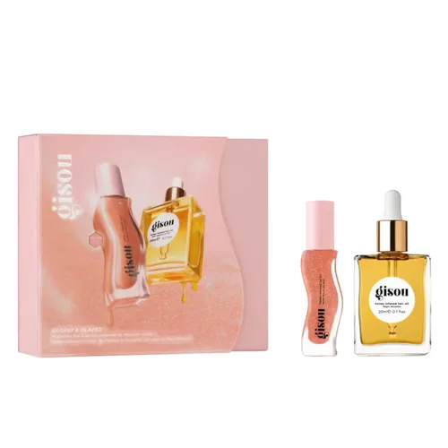 Miniatura 10 de Gisou Aceites labiales con infusión de miel Gloss Hour Edition, juego de brillo labial hidratante y no pegajoso con remolino de frambuesa, melocotón