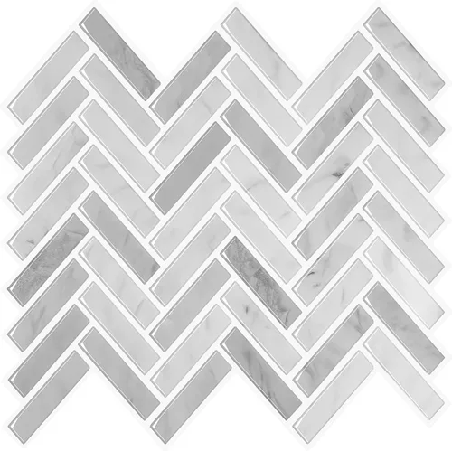 VEELIKE Azulejos de mármol gris para salpicaduras de pared en muro de cocina en muro de espiga para despegar y pegar, impermeables, 6 hojas