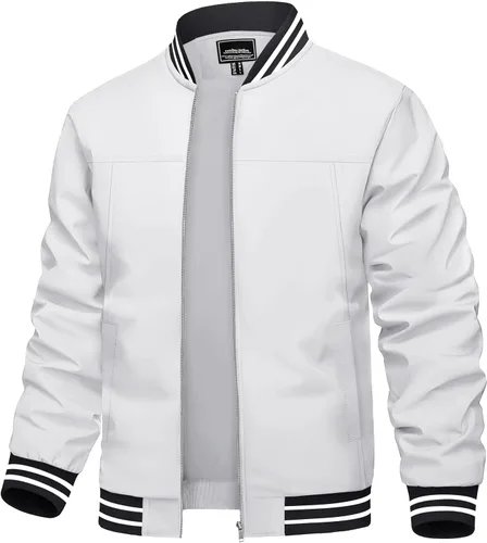 TACVASEN Chaqueta ligera para hombre, casual, primavera, otoño, cortavientos, bombardero, con cremallera, con bolsillo