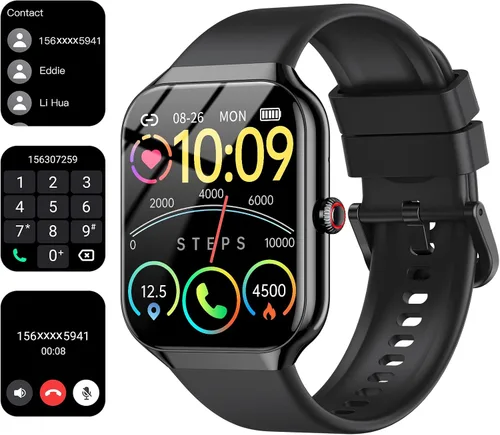 Fempoin Reloj inteligente, reloj inteligente HD de 1.96 pulgadas para hombres y mujeres, pantalla táctil, respuesta/hacer llamadas, más de 100