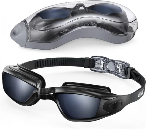 Miniatura 22 de Aegend Gafas de natación, gafas de natación sin fugas, protección completa para adultos, hombres, mujeres y jóvenes Azul y plateado.