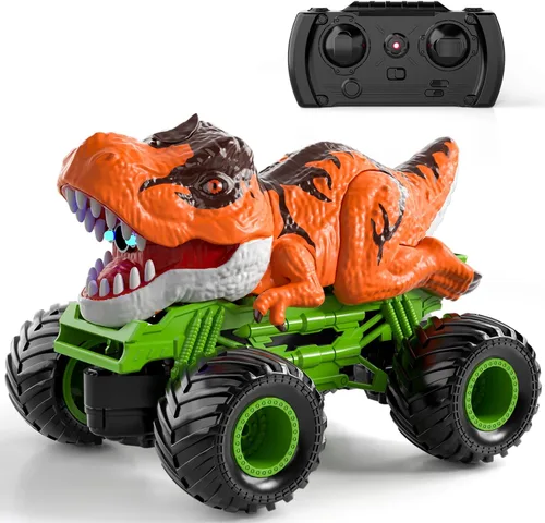 Miniatura 7 de Bennol Coche de Control Remoto de Dinosaurio para Niños, Camión de Dinosaurio RC de 2.4Ghz para Pequeños, Juguetes de Coche RC de Juguete Eléctrico