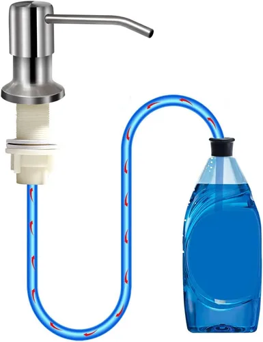 Miniatura 8 de Dispensador de jabón para fregadero de cocina, bomba dispensadora de jabón de encimera, tubo de extensión de silicona de 47 pulgadas que se conecta