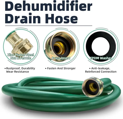 Miniatura 3 de TT FLEX Manguera de drenaje deshumidificadora a prueba de explosiones – Caucho verde de 5 pies, 3/4 pulgadas FHT, resistente, flexible, resistente a
