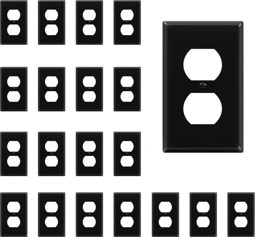 Miniatura 37 de ENERLITES Placa de pared de salida de receptáculo dúplex de tamaño mediano, placas de cubiertas de toma de corriente, tamaño medio de 1 banda, 4.88