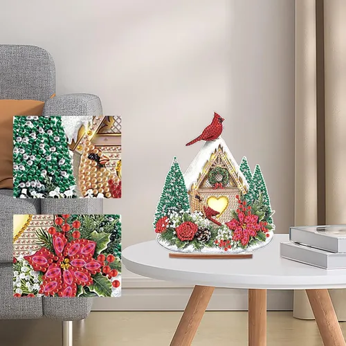 Miniatura 3 de MVVMTOP Pintura de Arte de Diamante Decoración de Mesa, DIY Nido de Pájaro de Navidad 5D Forma Especial Diamante Artificial Decoraciones de Navidad