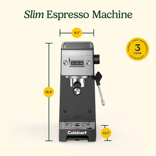 Miniatura 9 de Cuisinart Espresso Bar Slim Máquina de Café Espresso, Hace Bebidas Calientes o Frías de Calidad de Café Incluyendo Cappuccino, Lattes y Bebidas
