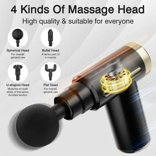 Miniatura 3 de COTSOCO - Pistola de masaje mini de mano, de tejido profundo con 6 velocidades, masajeador muscular inalámbrico con 4 cabezales, carga tipo C, Negro