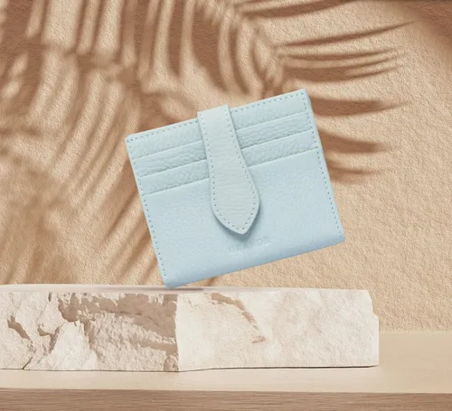 Miniatura 69 de Grande -3803 Cartera unisex, Azul (Iced Blue), Cartera delgada de cuero con cierre a presión pequeño