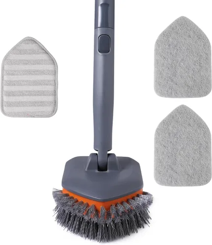 Miniatura 9 de CLEANHOME Cepillo Limpiador de Azulejos para Bañera con 3 Cabezales de Limpieza de Diferentes Funciones y Mango Largo Extensible de 56" - Limpiador