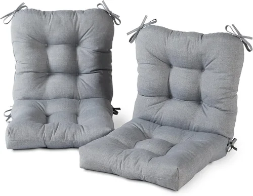 Miniatura 74 de Cojines para silla de exterior con bisagras, diseño de una sola pieza, cojín reversible para asiento y respaldo de patio con lazos, tela