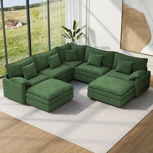 Miniatura 9 de Vesgantti 2 Piece Loveseat & 3 Seater Sofa Set, Modular Cloud Couch, Beige