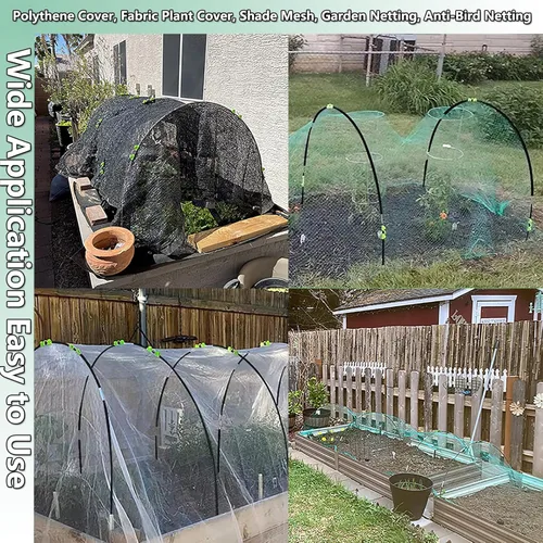 Miniatura 7 de Aros de jardín túnel de cultivo, 6 juegos de aros de invernadero de 7 pies para camas elevadas, marco de fibra de vidrio inoxidable para red