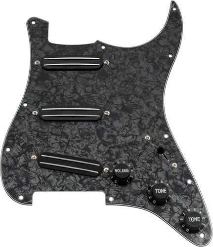 Miniatura 14 de Musiclily Golpeador ST-SSS básico precableado con mini riel de cerámica Humbucker para guitarra eléctrica Strat Style, 3 capas blanco envejecido