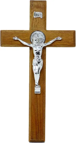 MISANTUARIO Jesús en la cruz con la medalla de San Benito 8 "Cruciffijo de pared Jesús en la Cruz con Medalla de San Benito Crucifijo de Pared #19093
