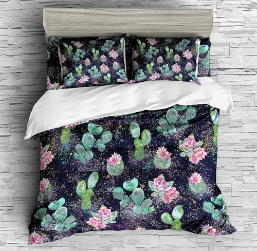 Miniatura 2 de REALIN Succulent Plant Bedding Cactus Flower Green Plant Duvet Cover Set Girl Boy Kids Bed Sets 2/3/4PCS Quilt Covers/Sheets/Pillow