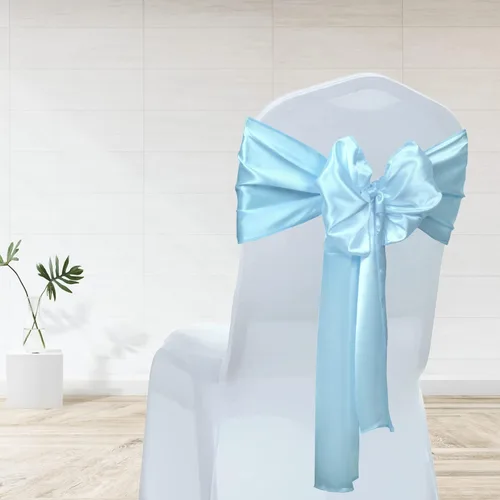 Miniatura 6 de Paquete de 5 caminos de mesa de satén azul bebé de 12 x 108 pulgadas de largo, satén brillante y sedoso para decoración de fiesta de cumpleaños