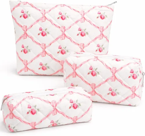 Miniatura 13 de Juego de 3 bolsas de maquillaje para niñas y mujeres, organizador de viaje, bolsa de aseo de baño, bolsa de almacenamiento de gran capacidad