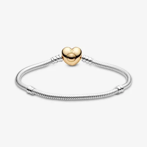 Miniatura 2 de PANDORA Moments Heart Clasp Snake Chain Bracelet