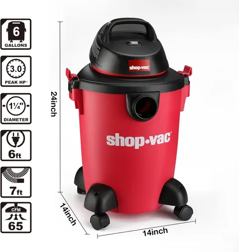 Miniatura 4 de Shop-Vac Aspiradora en seco y húmedo de 6 galones 3.0 de potencia máxima, 3 en 1, con filtros, accesorios, ideal para el hogar, trabajo, garaje