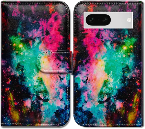 Miniatura 18 de Bcov Pixel 7a - Funda de piel con tapa y función atril para Google Pixel 7a, diseño de flores y mariposas azules Mariposa Azul Flores Rosa