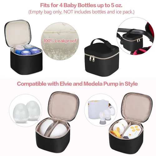 Miniatura 2 de Fasrom Mochila portátil para extractor de leche con enfriador y bolsa, compatible con bombas manos libres Momcozy Medela y Elvie, color negro