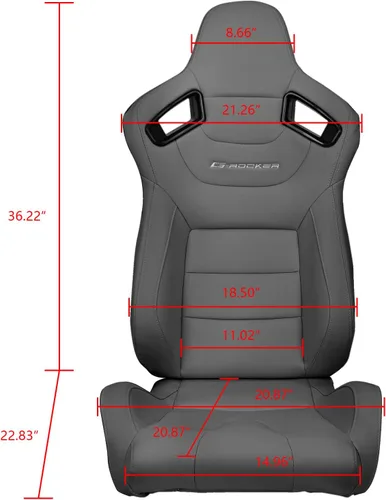 Miniatura 6 de FREEMOTOR802 Asientos universales para vehículos de carreras, asientos deportivos reclinables con deslizadores de doble bloqueo ajustables, 1 unidad