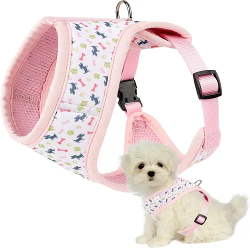 Miniatura 23 de Mile High Life Arnés para perro, chaleco floral de malla de aire para perros y gatos pequeños de 20 libras, fácil de poner, cierre fácil ajustable