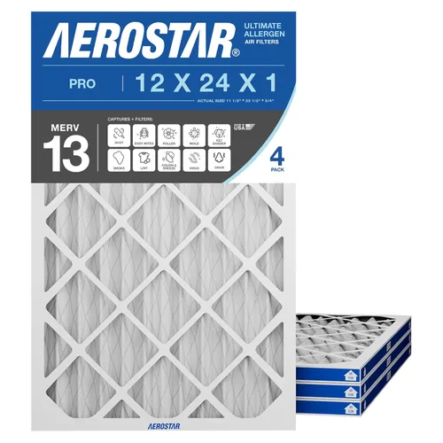 Miniatura 8 de Aerostar Filtro de aire MERV 8 de 12 x 24 x 1, 4 unidades, tamaño real (11.75 x 23.75 x 0.75), HVAC, aire acondicionado y filtro de horno que