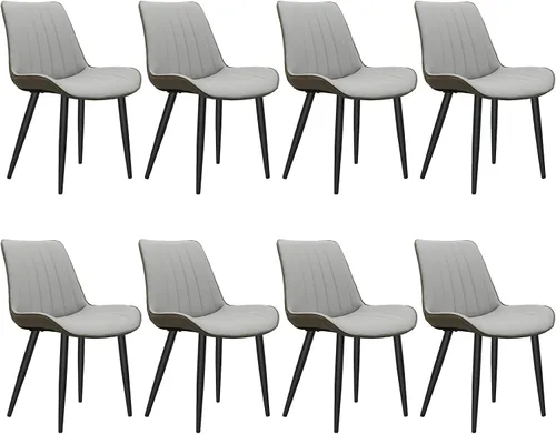 Miniatura 14 de Juego de 4 sillas de comedor tapizadas de piel sintética, modernas sillas de cocina y comedor con cómodos cojines y patas de metal negro, diseño