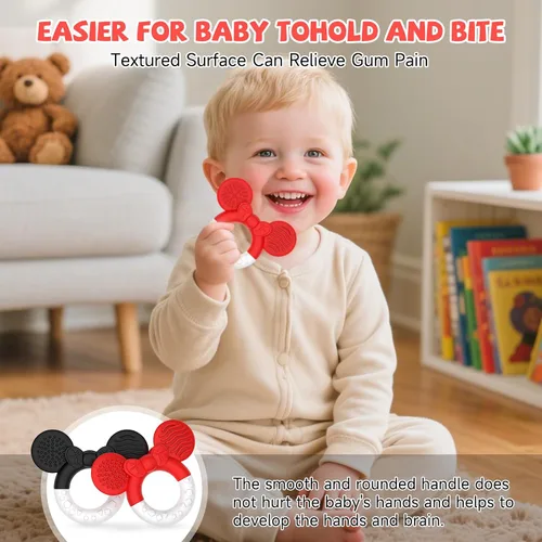 Miniatura 7 de 2 paquetes de juguetes de dentición para bebés de 3 a 6 y 6 a 12 meses, sin BPA, suave y de silicona, alivio de la dentición para bebés, juguetes