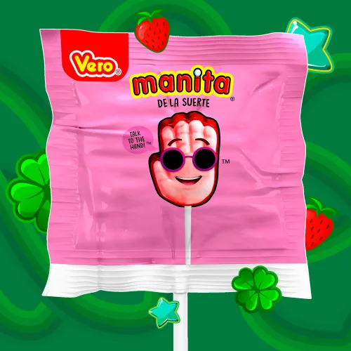 Miniatura 3 de Vero Manita Paletas sabor fresa y cereza caramelos en palo (bolsa de 40 unidades) - Paletas envueltas individualmente - Dulces mexicanos - Paletas