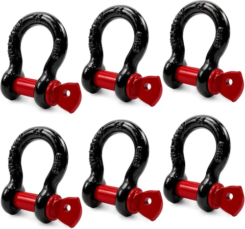 Cheardia - Paquete de 6 grilletes con anillo en D de 5/8", para aparejos, con capacidad de 3.25 toneladas / 7165 libras, grilletes con pasador de