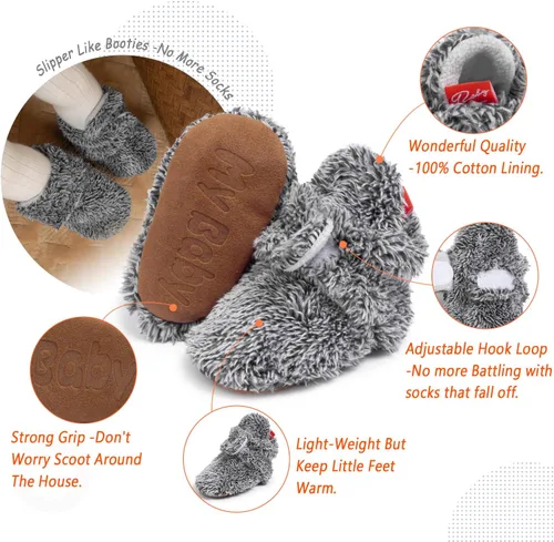 Miniatura 142 de Sawimlgy - Botines de algodón antideslizantes para recién nacido, con agarre, para cuna o para el invierno