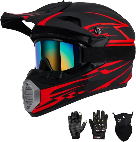 Miniatura 11 de Casco de motocross para niños y jóvenes aprobado por DOT, Casco de cara completa para ATV, moto de todoterreno y bicicleta de tierra para adultos