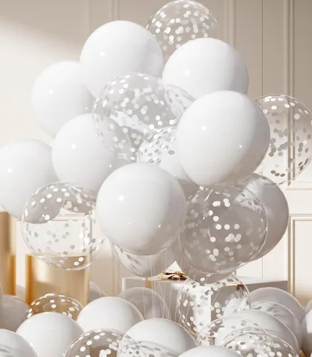 Miniatura 18 de AULE - Globos de fiesta (42 unidades), diseño de globos de látex y confeti y cintas de 64 ft, 12 pulgadas, set de decoración