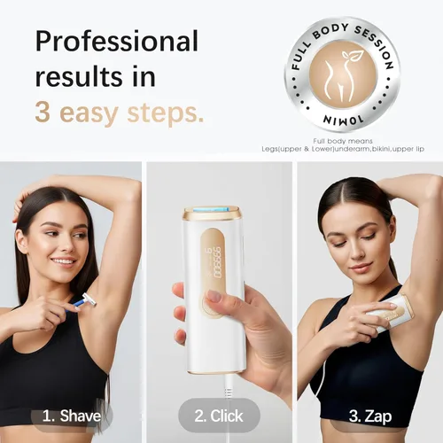 Miniatura 7 de Dispositivo de depilación láser IPL para mujeres y hombres, seguro en casa, contacto de enfriamiento de hielo a 45 °F para resultados indoloros