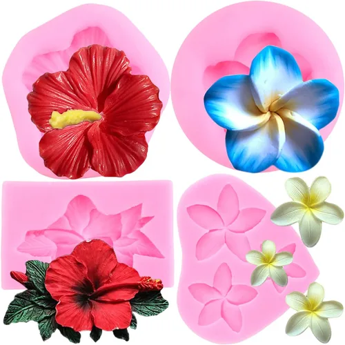 ZiXiang Plumeria - Molde de silicona para flores de hibisco, moldes para decoración de pasteles, decoración de cupcakes, caramelo de chocolate,