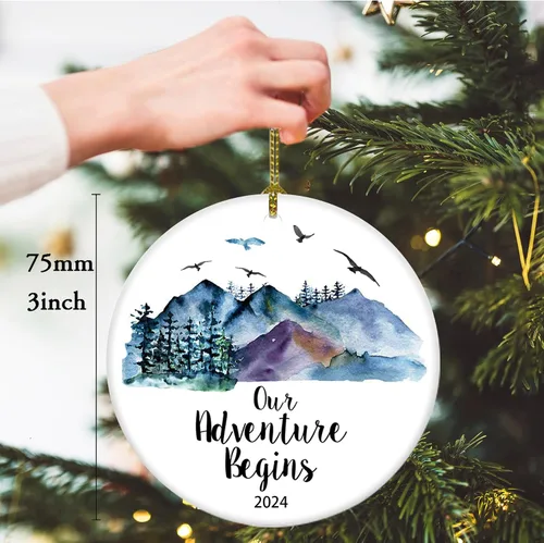 Miniatura 6 de Adorno de árbol de Navidad Our Adventure Begins, regalo para parejas de recién casados, adorno de Navidad para casados, regalos de boda