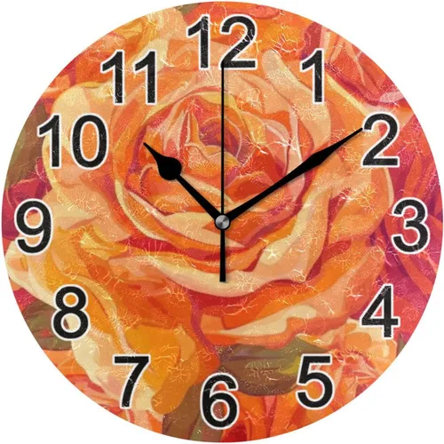 Miniatura 68 de Hummingbird - Reloj de pared de resorte redondo de 10 pulgadas, sin tictac, silencioso, funciona con pilas, reloj analógico atómico de cuarzo