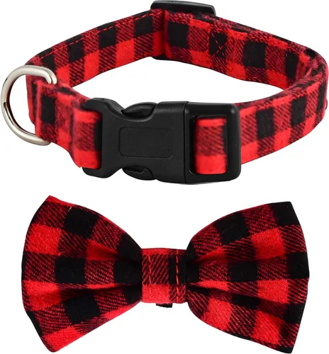 Miniatura 6 de Native Pup Collar de perro a cuadros, leñador rojo, tartán, azul, rosa, ajustable para perros grandes y pequeños (rosa, pequeño)
