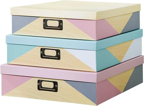 Miniatura 10 de SLPR Cajas de almacenamiento decorativas con tapas para decoración del hogar, juego de 3: almacenamiento de fotos en blanco y negro, cajas de cartón