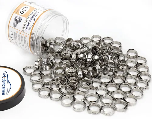 Paquete de 120 abrazaderas de cincha PEX de 1/2 pulgada, anillos de crimpado de presión de acero inoxidable 304 de primera calidad, abrazadera de