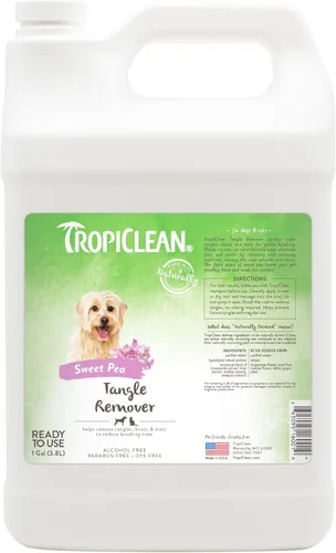 TropiClean Sweet Pea Spray desenredante y desengrasante para gatos y perros | Acondicionador para perros en aerosol derivado de ingredientes