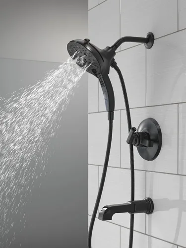 Miniatura 2 de Delta Faucet Tetra 17 Series - Juego de grifo de ducha y bañera de doble función color negro mate con cabezal de ducha 2 en 1 In2ition con rociador